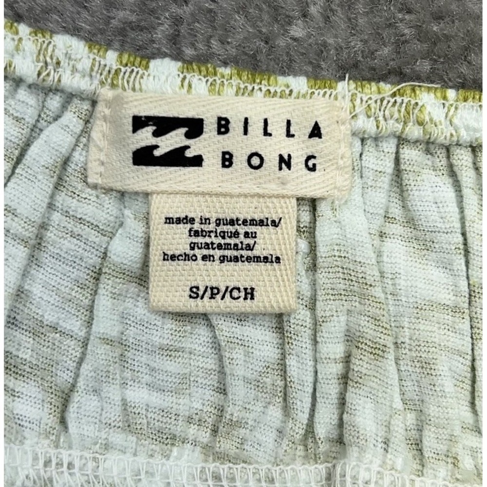 Billabong Crop Peasant Top Womens Small Puff Sleeve Square Neck Floral Green NWT - Picture 4 of 10